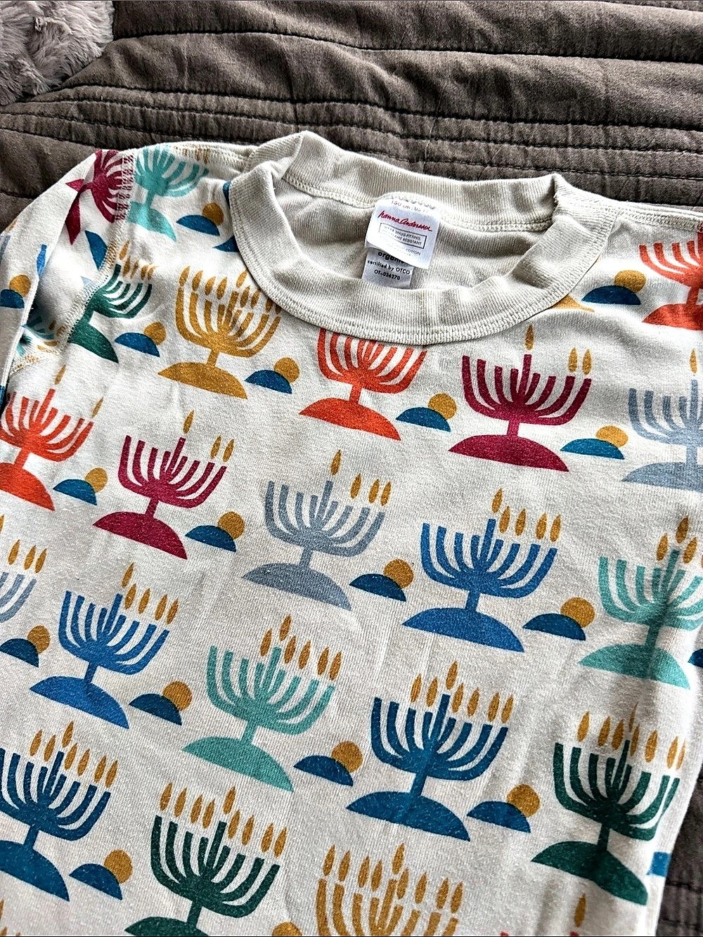 Hanna Andersson Holiday Hanukkah Menorahs Long John Pajama Set kids 12